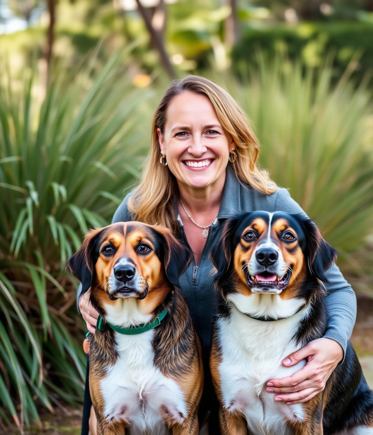 Jocelyn Nyaguse, founder of PawPack, with her dogs Stormi and Sparkle